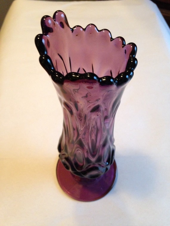 Items Similar To Amethyst Purple Glass Vase Vintage Bud Vase Fluted Scalloped Vase On Etsy