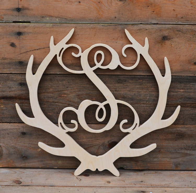 Deer Antler  Antler  Wall  Decor  Wooden Antler  Monogram