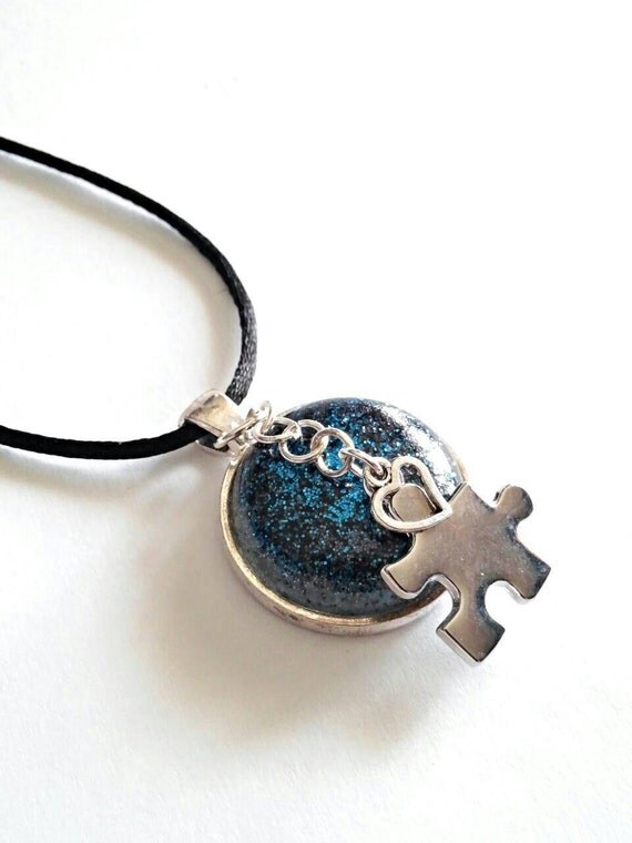 Autism necklace puzzle piece jewelry autism by GenevasSky on Etsy