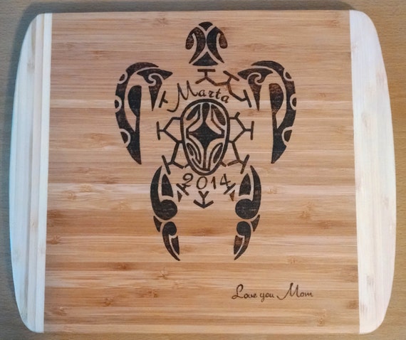 Custom Tribal Sea Turtle Cutting Board Choose by MJs4848 on Etsy