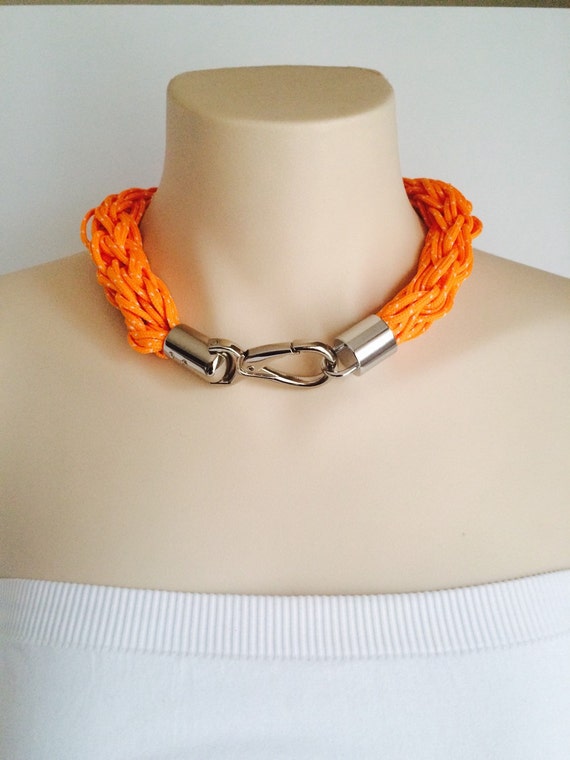 Finger Knit Shoelace Necklace | Orange | iNecklace v1.0