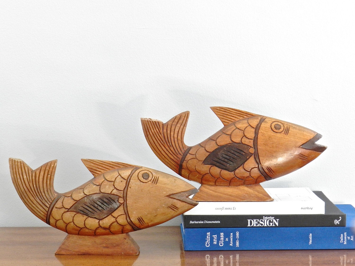 large wooden fish sculpture