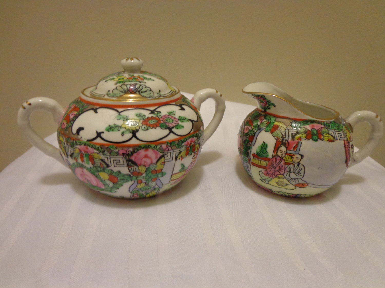 Japanese Porcelain Ware Creamer and Sugar Set Hand Painted and Hand ...