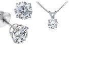 Sale 0.66 C t. Diamond Pendant Earrings Set 14K White Gold GH Color  SI -1Round Cut Natural Genuine Certified  ,Gift For Her