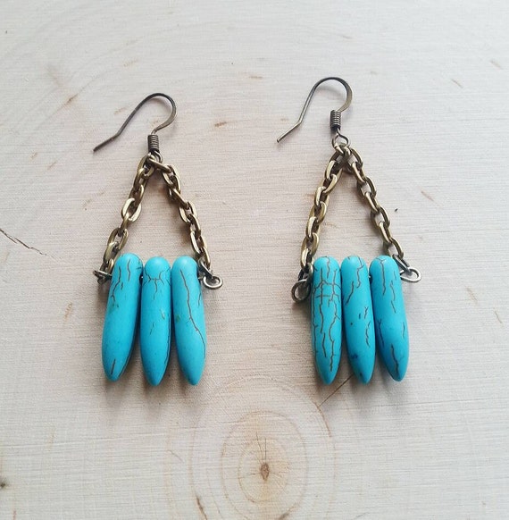Turquoise Dangle and Drop Earrings// Turquoise by OakMoonJewels
