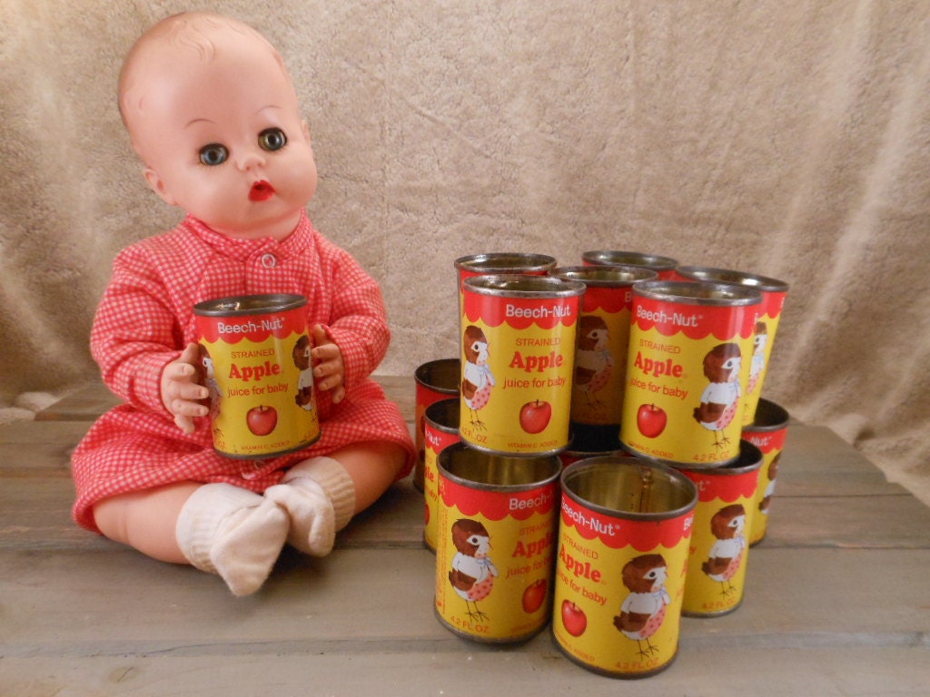 Vintage BeechNut Baby Food Apple Juice Cans by RandomGatherings