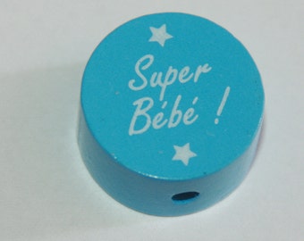Perle en bois "Super Bébé"