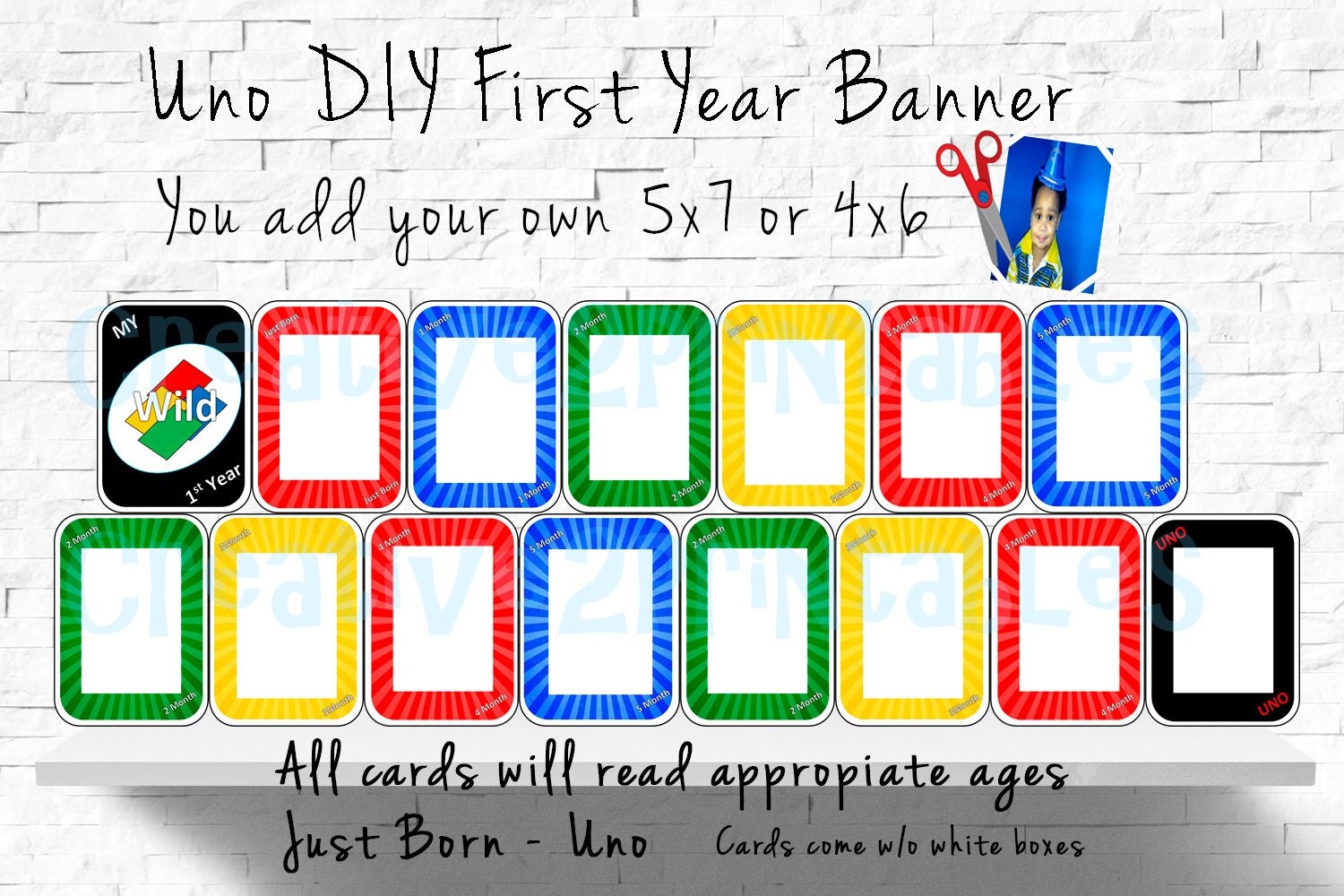 printable diy uno card cards 12 month 1st by creative2printables