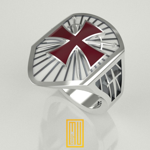 The Knights Templar Ring Unique Design for Men 925K Sterling