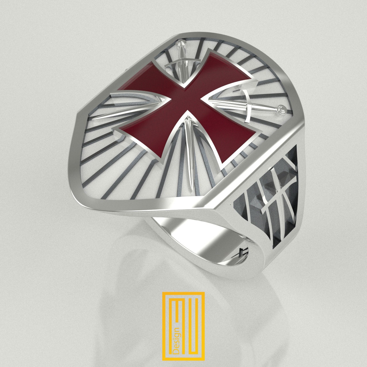 The Knights Templar Ring Unique Design for Men 925K Sterling