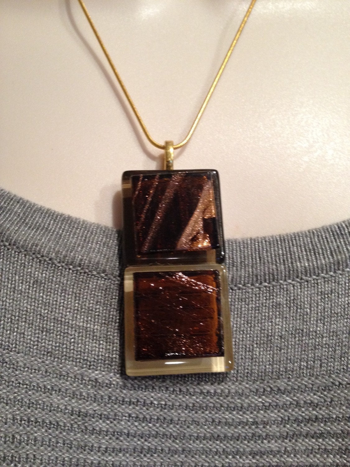 Glass Tile Pendant Necklace by CanastotaCreations on Etsy