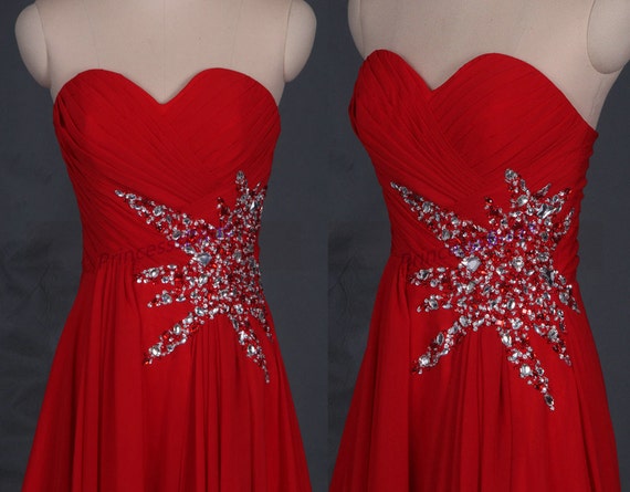 red and white long gown
