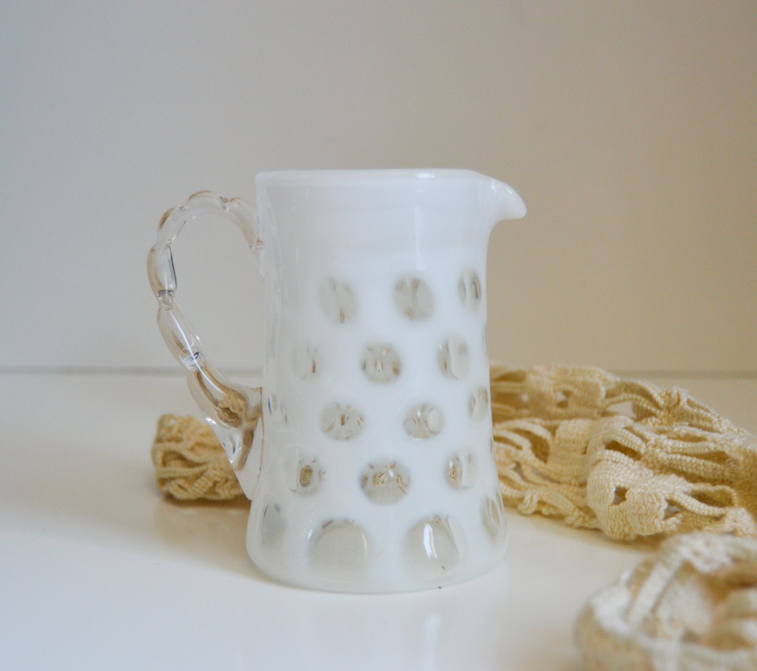 Vintage Fenton Art Glass – Coin Dot – Wite Opalescent Hand Blown ...