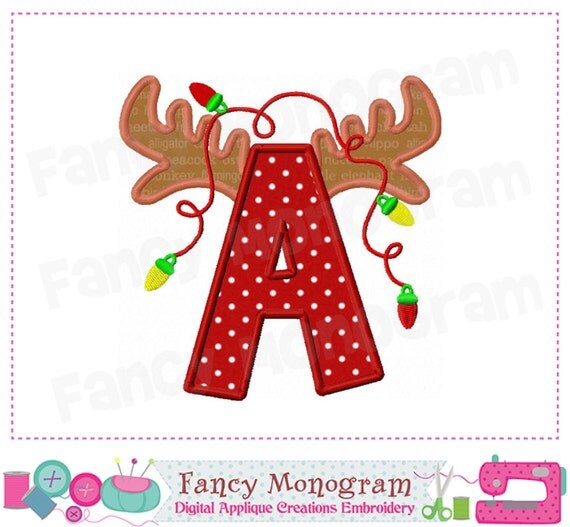 Reindeer Monogram A appliqueLetter A applique AChristmas