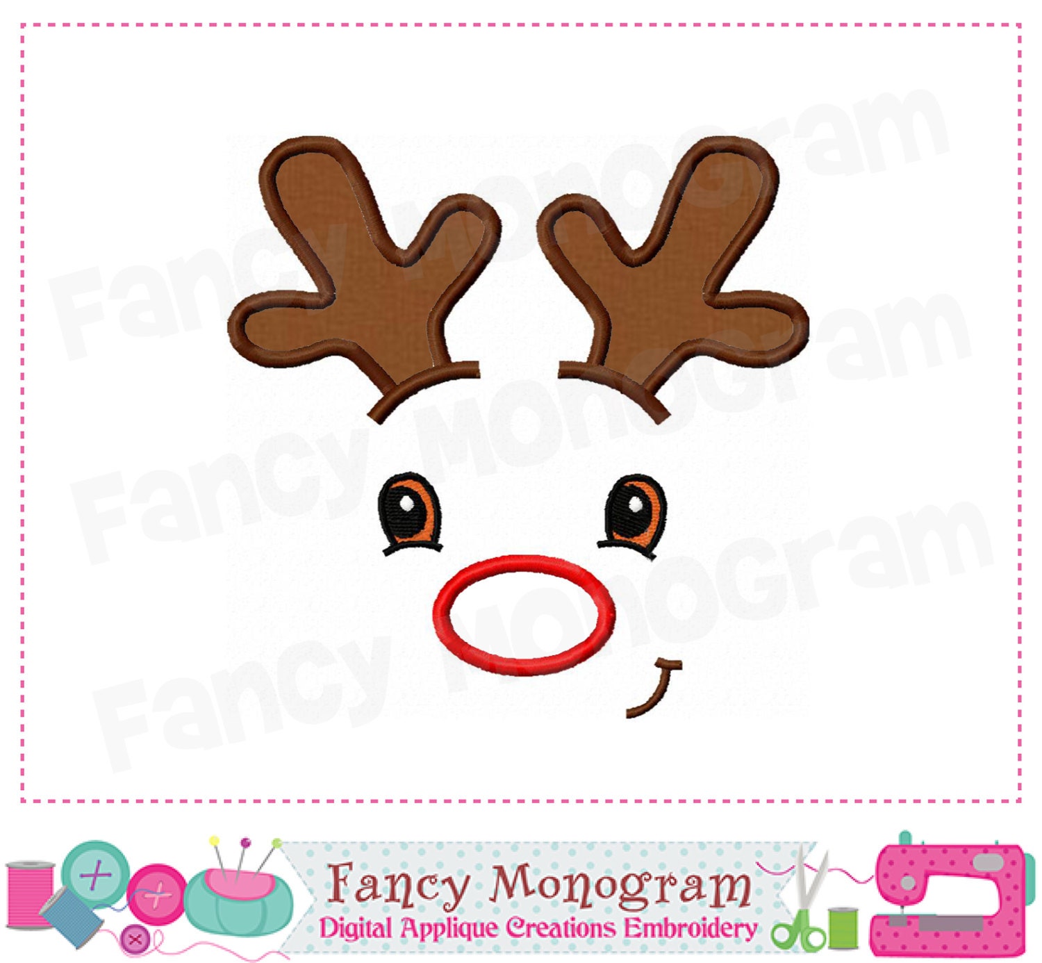 Reindeer appliqueChristmas appliqueReindeer Face design