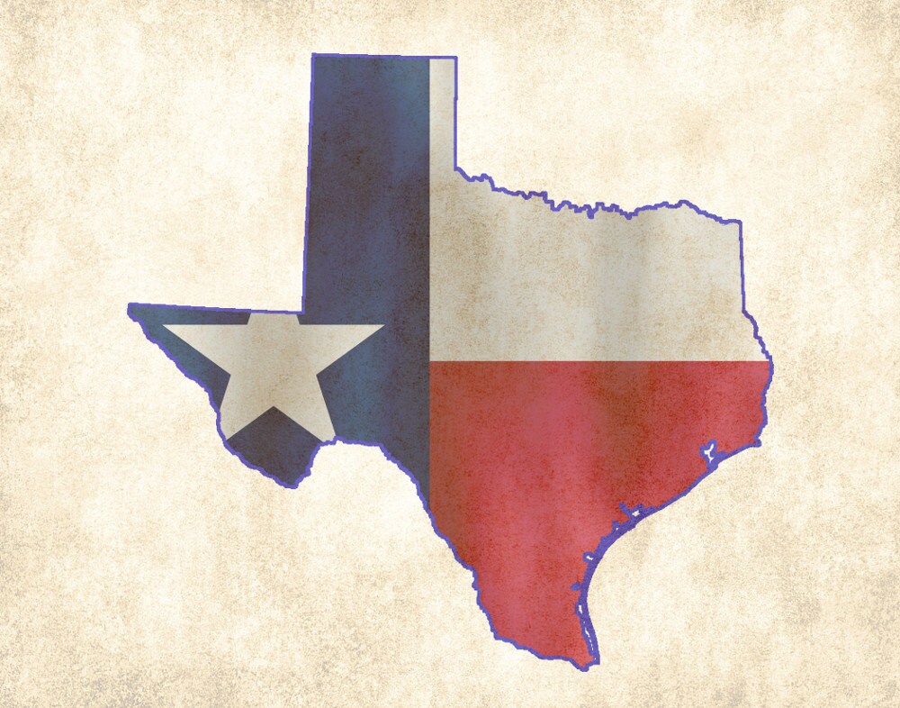 Texas State Flag Map Poster Print 16x20 8x10 by FabVintagePosters