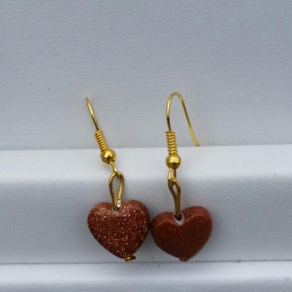gold stone love heart gold earrings heart earrings