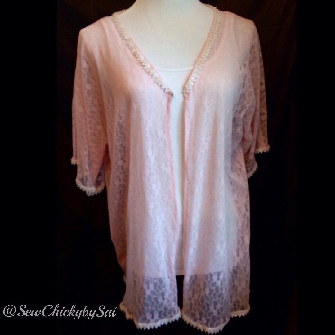 Lace Pink Kimono Kimono Cardigan Pink Gift for by SewChickyBySai