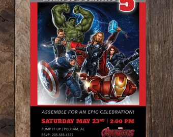 The Avengers Birthday Invitation - Marvel's The Avengers 5 x 7 Invite