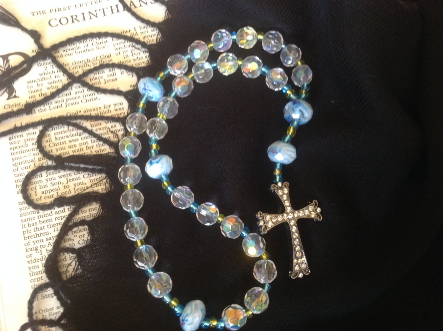 Anglican Prayer Beads Clear Glass Beads Gold by LeafandaPrayer