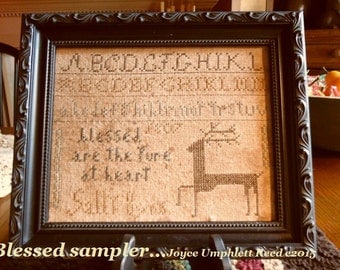Blessed sampler primitive cross stitch pdf pattern