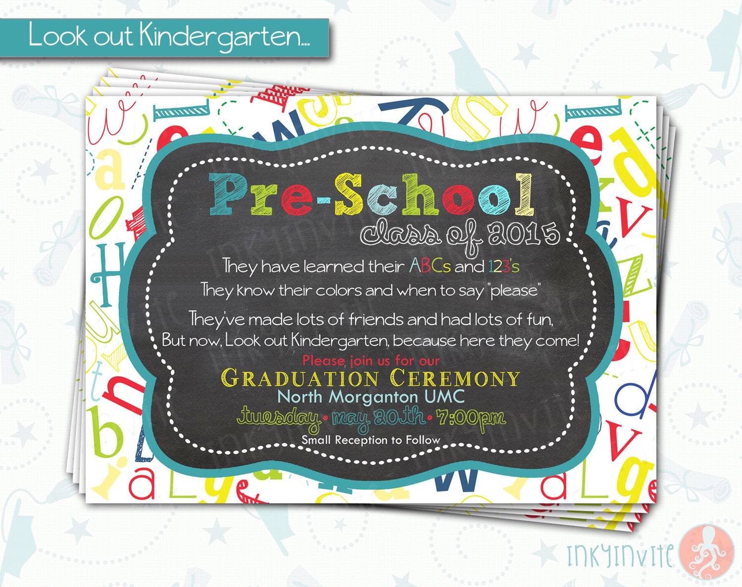 PreSchool Graduation Invitation Pre K Class Graduation