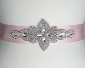 Pink Bridal Sash, Bridal Belt, Wedding Belt, Bridesmaid Belt, Flower Girl Dress Sash, Pearl and Crystal Rhinestone Beaded Bride Belt LANA