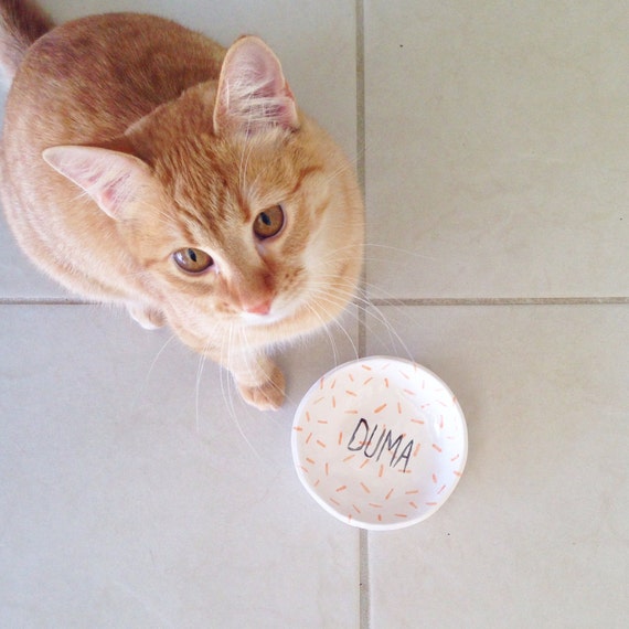 Items similar to Custom Ceramic Cat Bowls Hand Made on Etsy