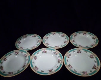 Set of Six Royal Doulton Porcelain Soup Bowls, Pattern E8785, 1920's-1960's
