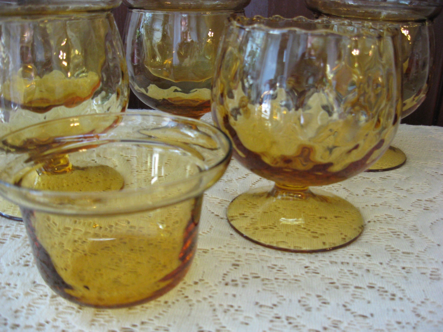 Vintage Shrimp Cocktail Bowls Servers / Glass Inserts/ by MelsMix