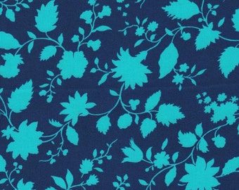 Navy Turquoise Floral from Amy Butler's Violette Collection by Free Spirit