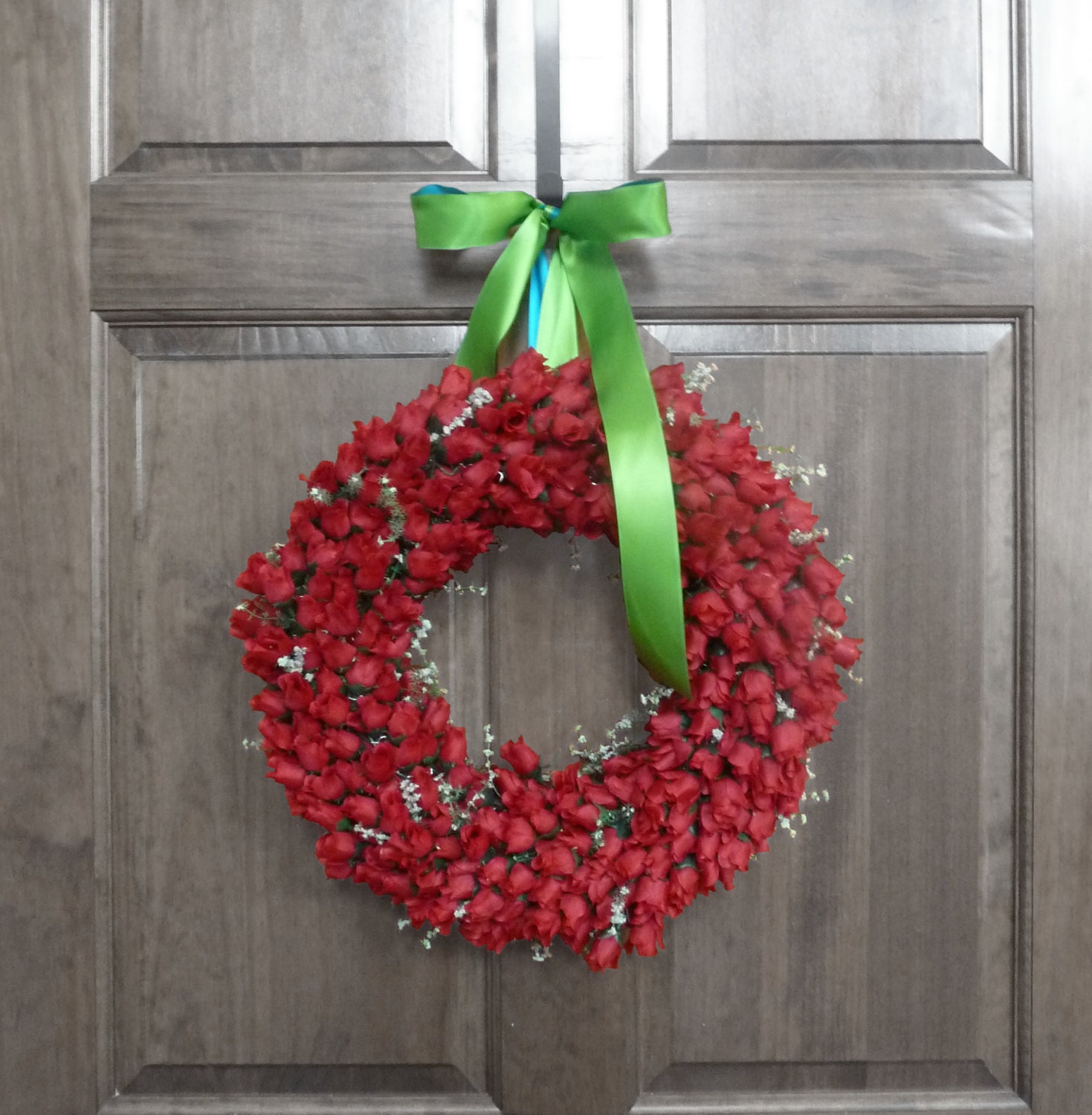 Red Rose Wreath Spring Wreath Red Roses Wreath by RefinedWreath