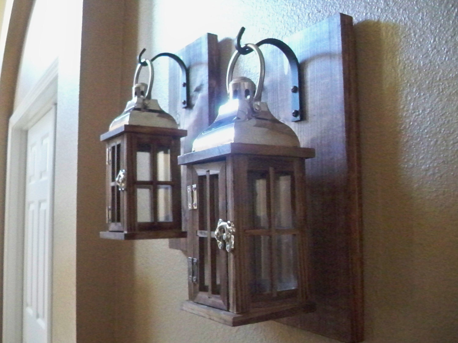LANTERN set wall decor housewarming gift wrought iron hook