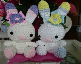 Couple of amigurumi bunnies