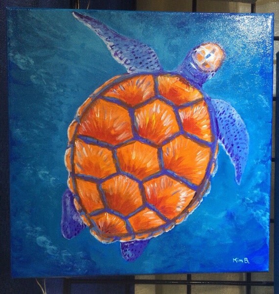 12x12 Acrylic Sea Turtle by SeascapesbyKim on Etsy