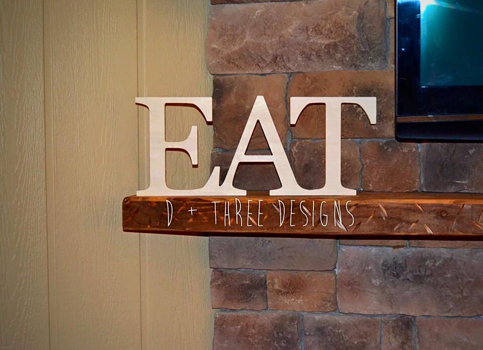 Wood EAT sign Kitchen Sign Wooden Letters Eat Shelf Sign