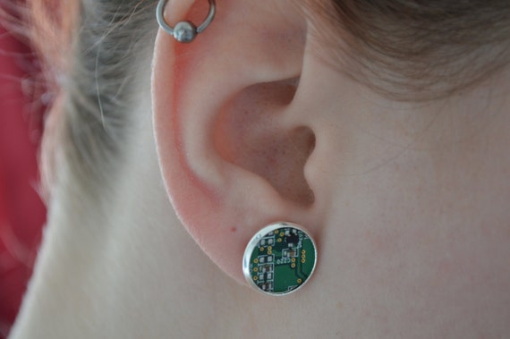 Circuit Board Stud Earrings