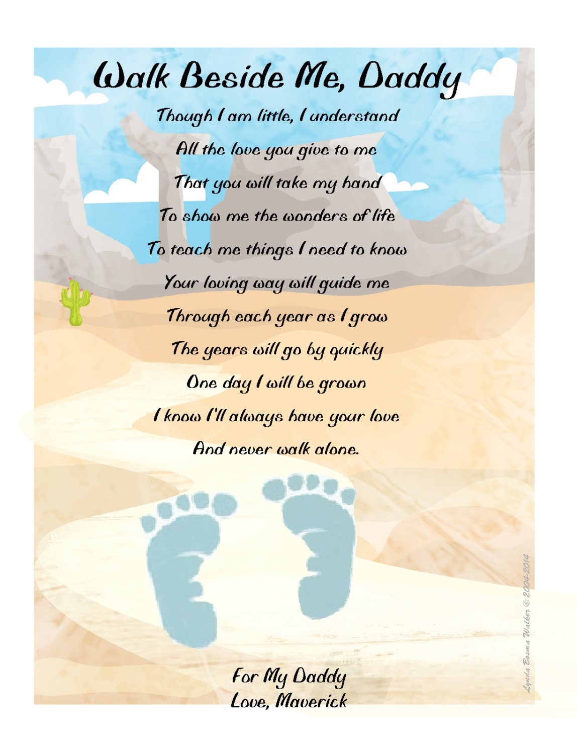 Walk Beside Me Daddy© Footprint Poem by KydittlezPrints on 