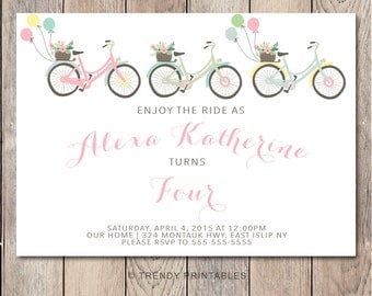 Items similar to Bicycle Birthday Invite, Bicycle Birthday Party ...