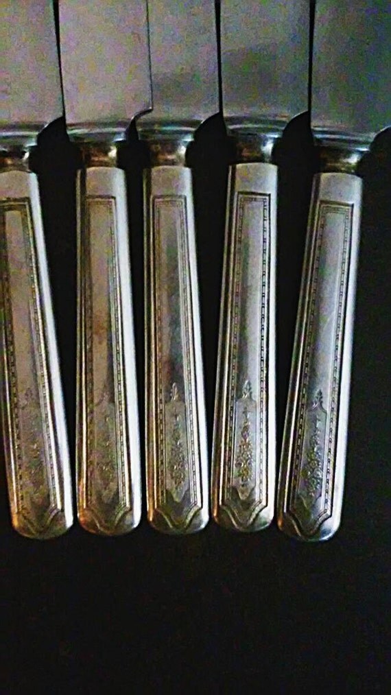 Antique Stratford plate butter knives set flatware silver