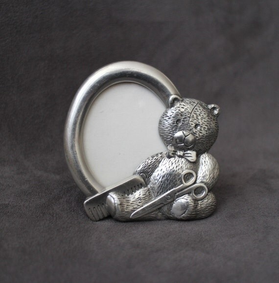 Vintage Pewter Photo Frame Baby Picture Oval Frame Royal