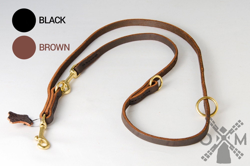 Leather Dog Leash with Two Snap Hooks for Daily Walking