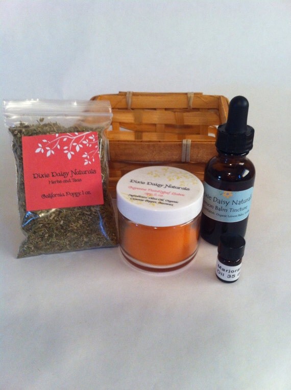 Items similar to Shingles Care Kit Lemon Balm Tincture, Marjoram