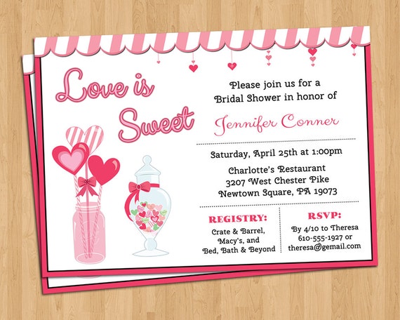 Love Is Sweet Bridal Shower Invitation Wording 8