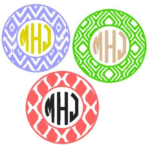 Download Ikat Tribal Aztec Monogram Circle Frame svg dxf for Silhouette