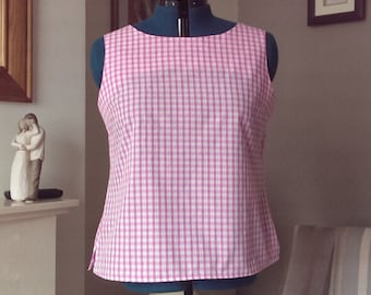 Pink/white Gingham Sleeveless Top UK 18