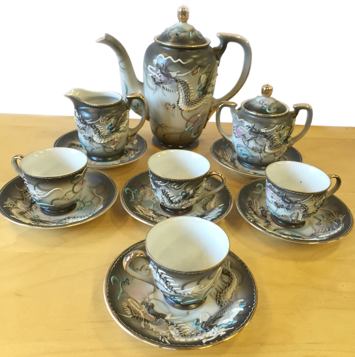 Vintage Japanese Handpainted Dragonware Tea by LoveOurVintage