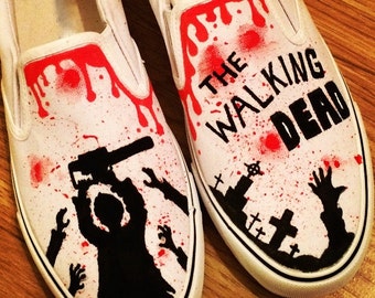 The Walking Dead Shoes, Custom Shoes, Custom Converse, Converse Allstars, Vans Shoes, Painted Shoes