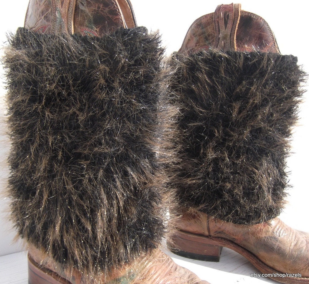 Brown FAUX FUR BOOT Covers Furry Cowgirl Boot Covers