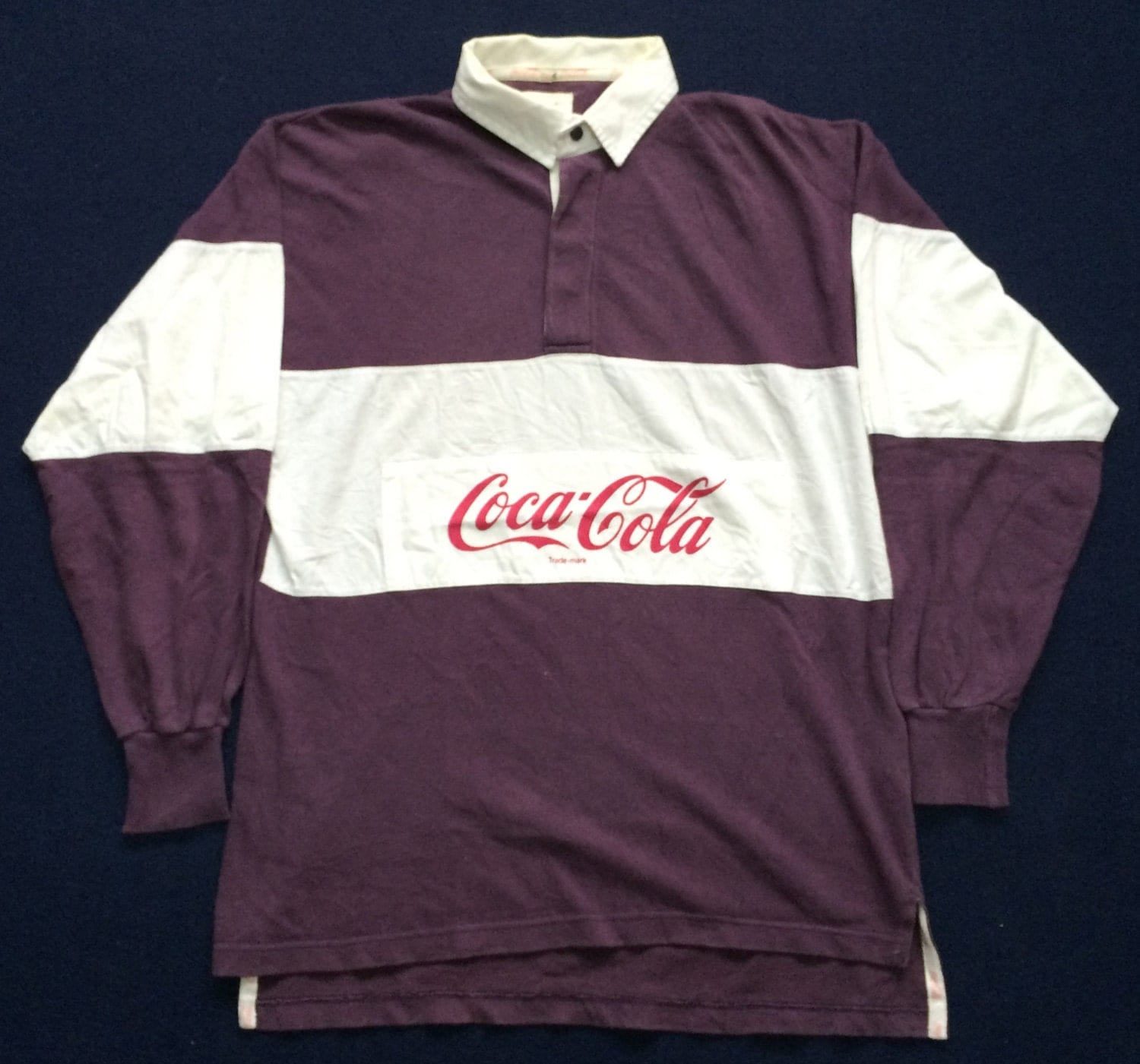 Vintage Coke Coca Cola Rugby 80s 90s Long Sleeve 3 Mens ...